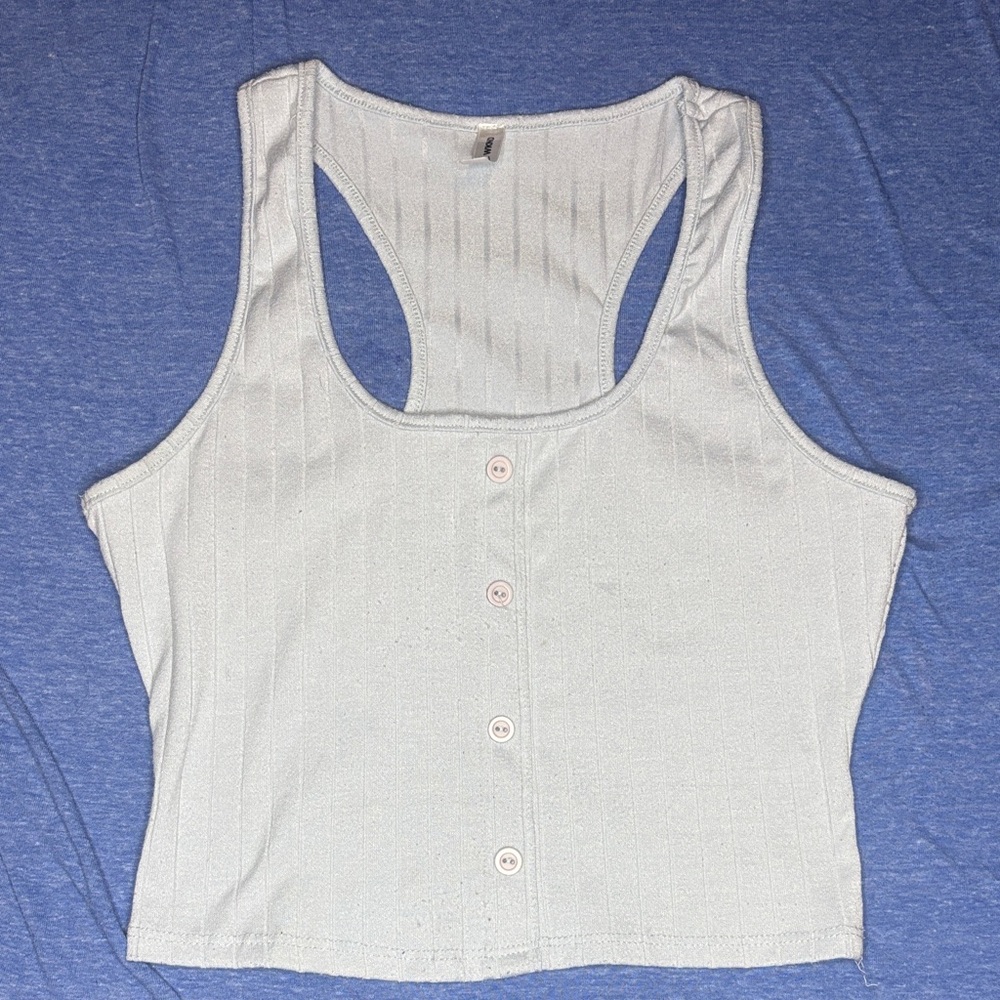 Bay Blue Button-Up Tank Top